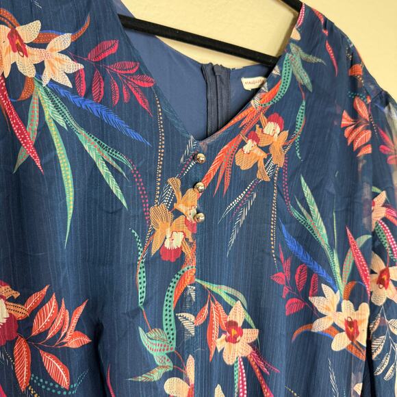 Standards & Practices Dress Womens 3X Tropical Chiffon Floral Boho Flattering - Picture 11 of 16